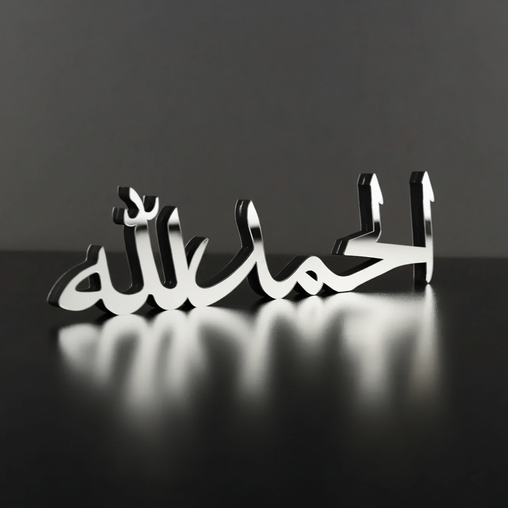 Alhamdulillah Wooden Tabletop – Arabic Calligraphy Islamic Home Decor