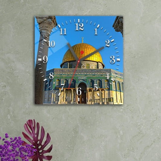 al-aqsa-mosque-design,-uv-printed-glass-wall-clock-islamic-art-decor-quran-wall-clock-for-living-room-uv-print-islamicartstores