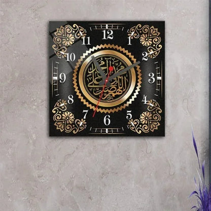Salawat_Islamic_Glass_Wall_Clock - Islamic Art Stores